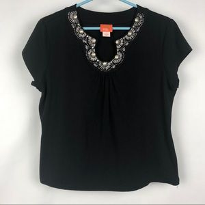 Hearts of Palm | Black beaded blouse